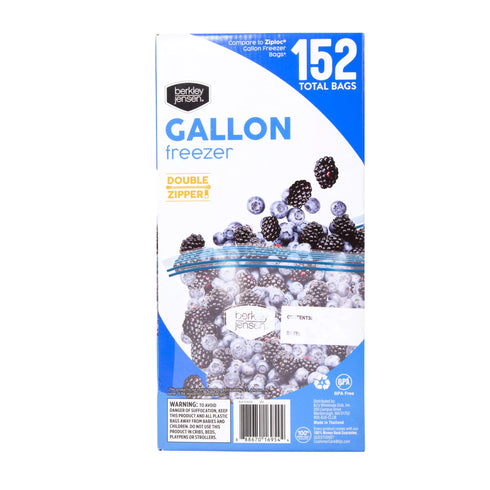 Berkley Jensen Freezer Gallon Double Zip Bags, 152 ct